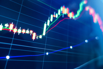 Stock market graph on LED screen monitor