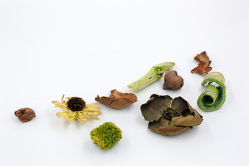 macro detail of dry decorations horanmentos in blue to decorate interiors of houses