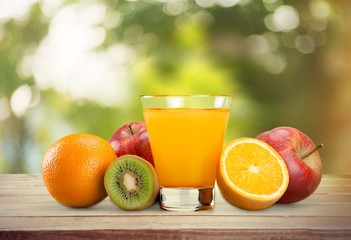 Orange Juice in glass on   background.