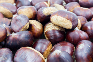 chestnut, chestnuts, fruit, autumn, isolated, food, shell, background, white, brown, season, sweet, vitamin, roasted, nut, closeup, healthy, retro, macro, close-up, group, traditional, wood, winter, c