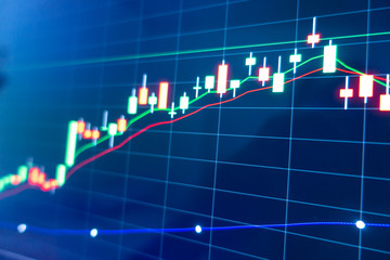 Stock market graph on LED screen monitor