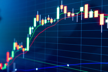 Stock market graph on LED screen monitor