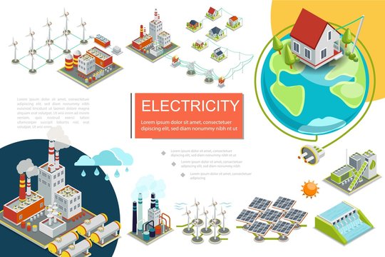 Isometric Electricity Infographics