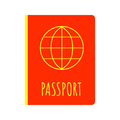 Passport ID document icon sign flat style vector illustration isolated on white background. Personal visa document covet for travel.
