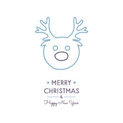 Obraz na płótnie Canvas Concept of Christmas greeting card with hand drawn reindeer. Vector.
