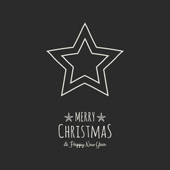 Christmas decoration with wishes and hand drawn star. Vector.