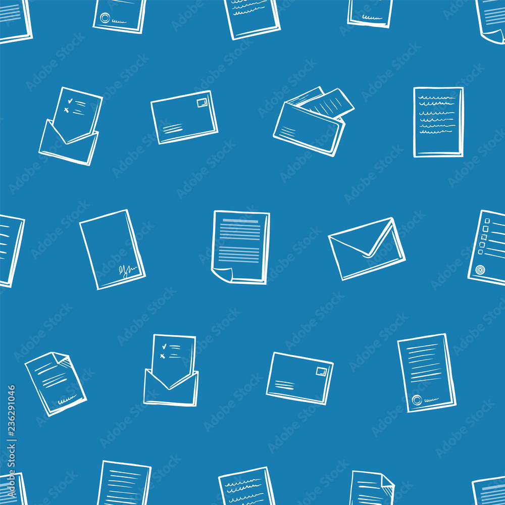 Poster office correspondence and papers pattern vector