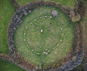 Boscawen-un Stone Circle,  Cornwall, Aerial Look-down shot 