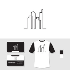 Real estate logo design with business card and t shirt mockup