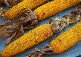 roasted corn cobs