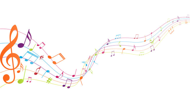 Colorful music notes background