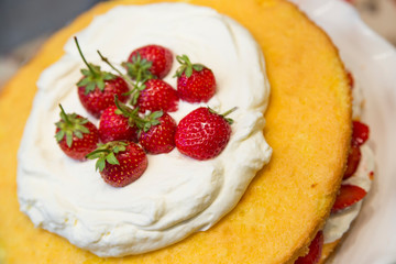 Organic strawberry homemade cake
