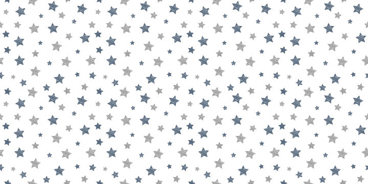 Seamless Pattern With Hand Drawn Stars. Vector.