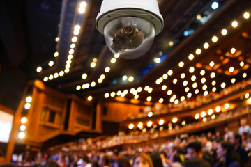 Indoor CCTV monitoring at the theater, security cameras.