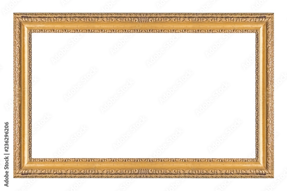 Wall mural golden frame for paintings, mirrors or photo isolated on white background