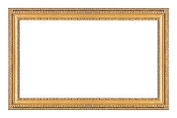 Fototapeta premium Golden frame for paintings, mirrors or photo isolated on white background