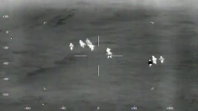 People running seen through infrared weapon visor