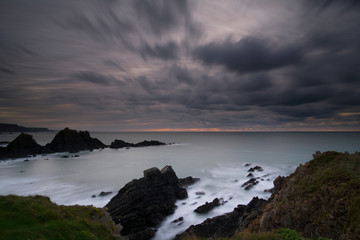 Sunset in cornwall at Hartland quay