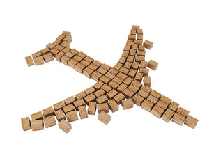 modern delivery concept airplane shaped boxes 3d render on white no shadow