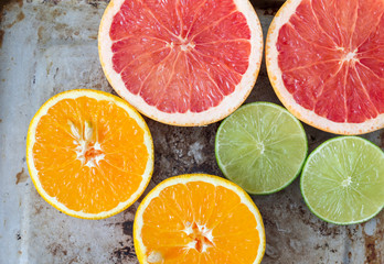 Citrus peels, orange, lemon and grapefruit