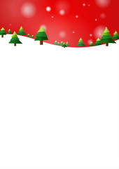 Vector : Christmas trees with snow on red background