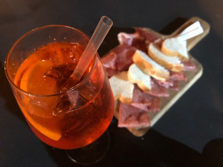 Spritz cocktail with some meat
