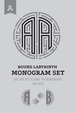 A letter maze. Set for the labyrinth logo and monograms, coat of arms, heraldry.