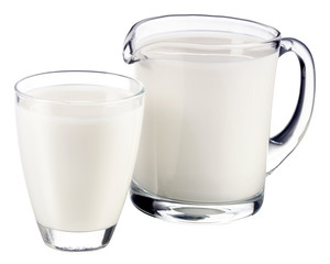 GLASS AND JUG OF FRESH MILK CUT OUT