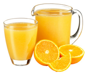 GLASS AND JUG OF ORANGE JUICE CUT OUT