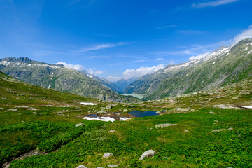 Fototapeta na wymiar Switzerland mountain summer landscape near Gimsel pass