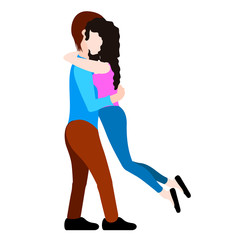 Couple hugging each other. Valentine day. Vector illustration design