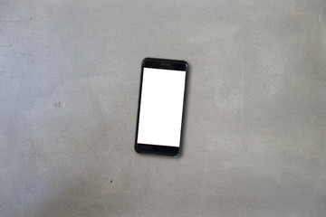 Smart phone on table, mock up on screen