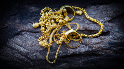 gold on wood background