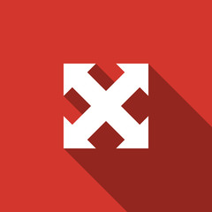 Arrows in four directions icon isolated with long shadow. Flat design. Vector Illustration