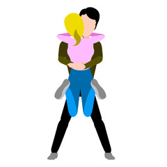 Couple hugging each other. Valentine day. Vector illustration design