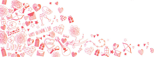 Valentines day doodles background