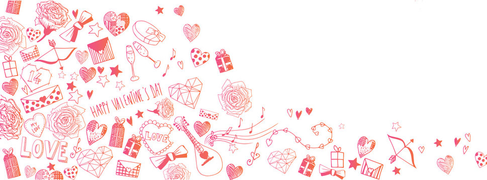 Valentines day doodles background