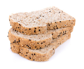 whole wheat bread isolated on white background