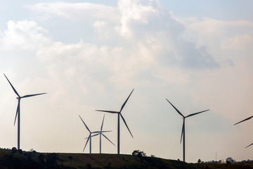 Wind turbines on sunny morning