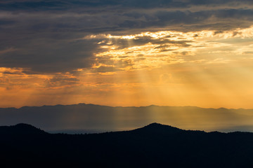 colorful dramatic sky with cloud at sunset.