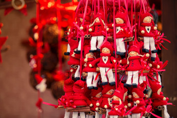 christmas decoration on red background