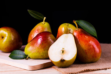 Sweet pears in the basket