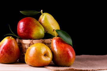 Sweet pears in the basket