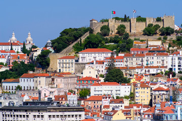Fototapeta na wymiar Vista of the skyline of Lisbon, Portugal