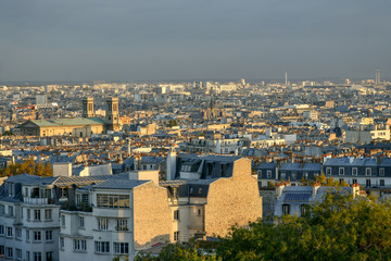 View from above of Paris with the 1844 Church of Saint Vincent de Paul in the 10th arrondissement