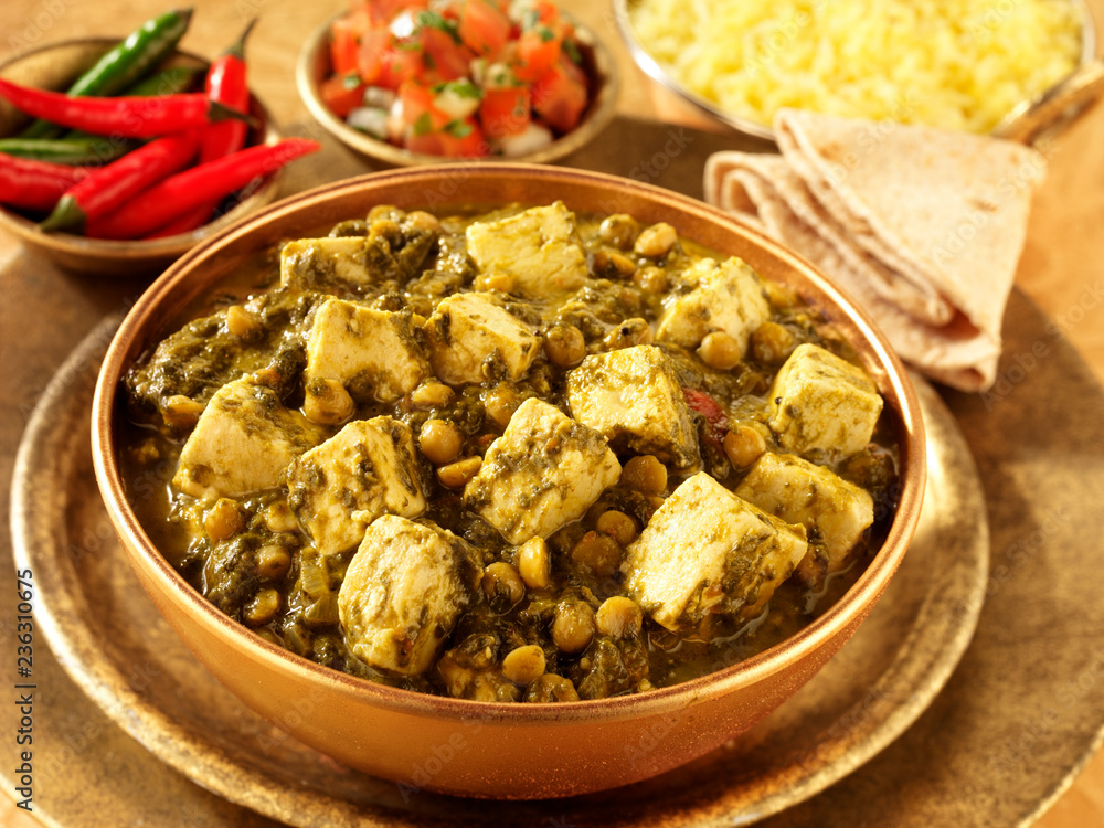 Poster indian palak paneer curried spinach and cheese