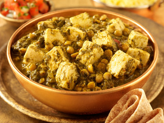 INDIAN PALAK PANEER CURRIED SPINACH AND CHEESE