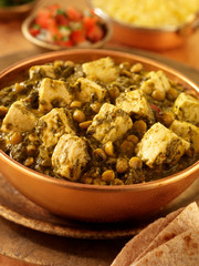 INDIAN PALAK PANEER CURRIED SPINACH AND CHEESE