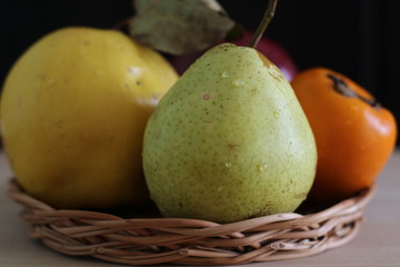 Pear, persimmon, apple and quince