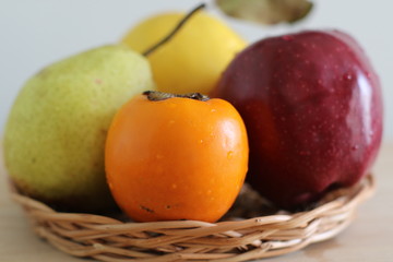 Sweet persimmon, apple, quince and pear